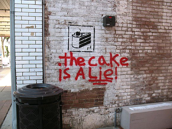 The cake is a lie!

And there's no cake on birthdays, too :(