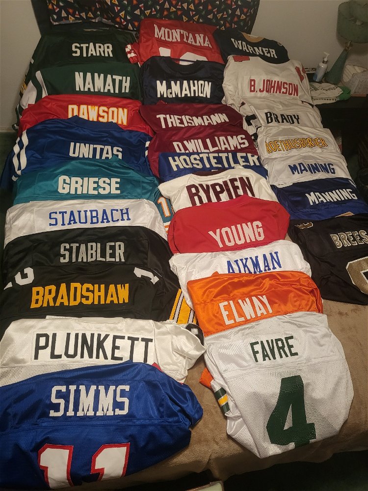 My NFL jerseys of winning Superbowl quarterbacks I need just a few more to complete the collection