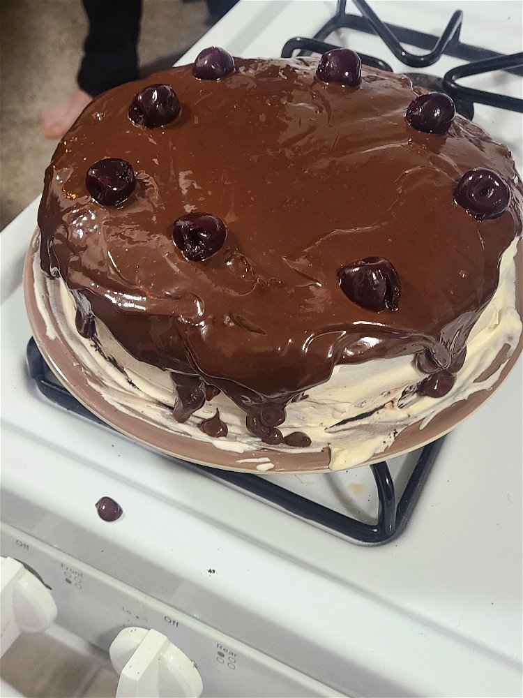 Made a tasty black forest cake for my roomies bday!