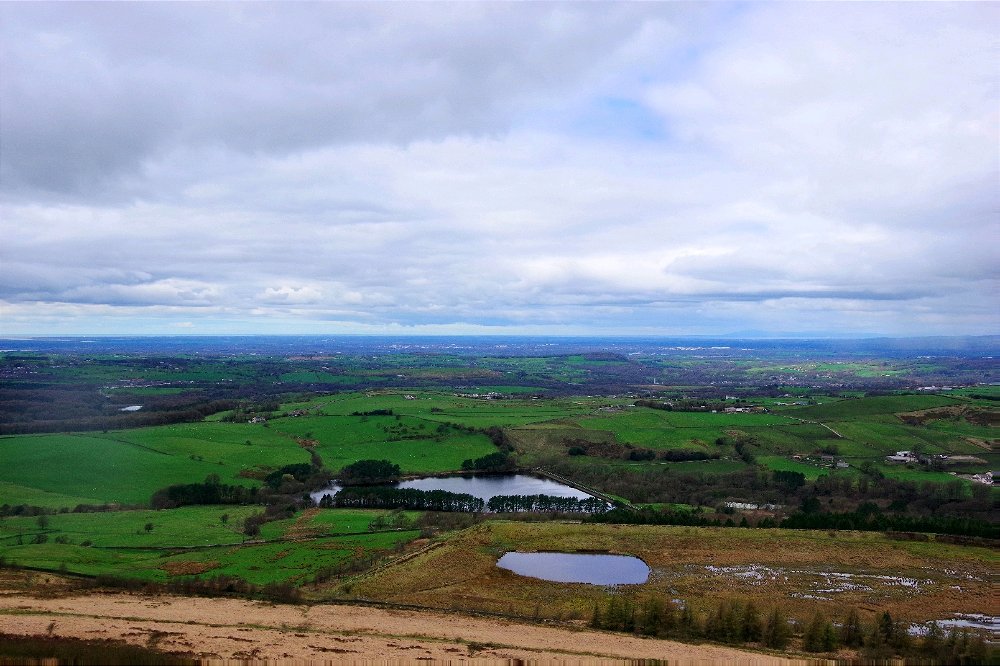 The view on a clear day from the top of Darwen Tower, North West England 