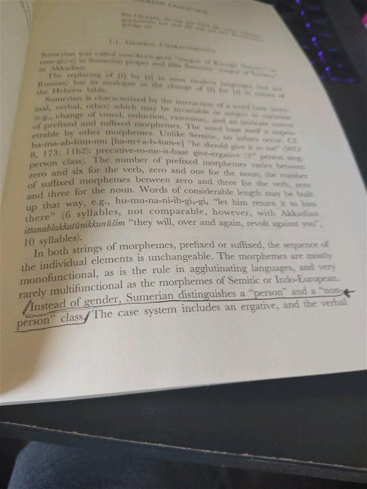 A língua suméria não tem gênero