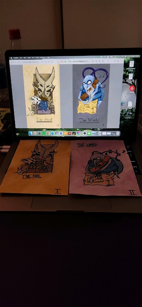 I'm currently working on a tarot deck inspired by the indie game Hollow Knight 😁✨ 

I painted the major arcana and decided to move forward with it and draw it digitally. Here's the first two 💖✨