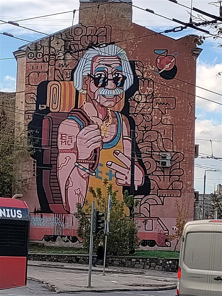 Mural in Vilnius near the railway station 🚉. There are a lot more of mural's in Vilnius in random places!
