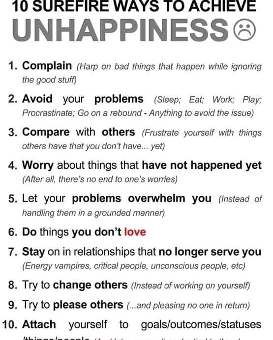 Want to be unhappy? 😅