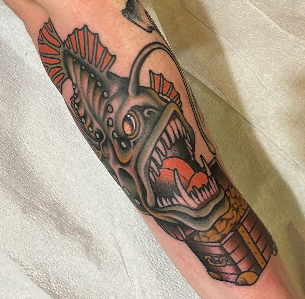 Cheeky anglerfish added to the sleeve