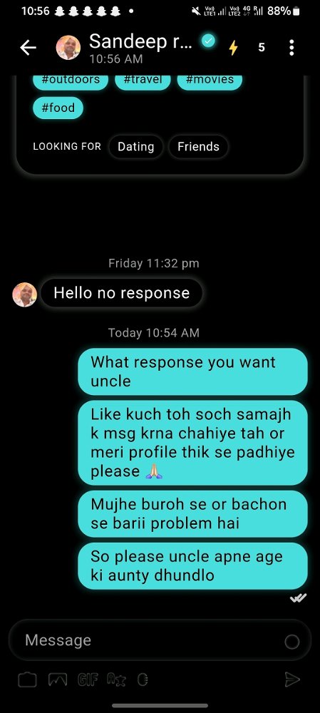 For uncles agar response chahiye mujhse toh ready rehna iss tarha ki  replys k liye 🤨 ok ,, kyu apni insult krwa na mujhse haii nahh 😊😊