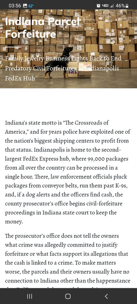 So if a dog smells cash. The cops steal it and don't need any proof of a crime? Wow.