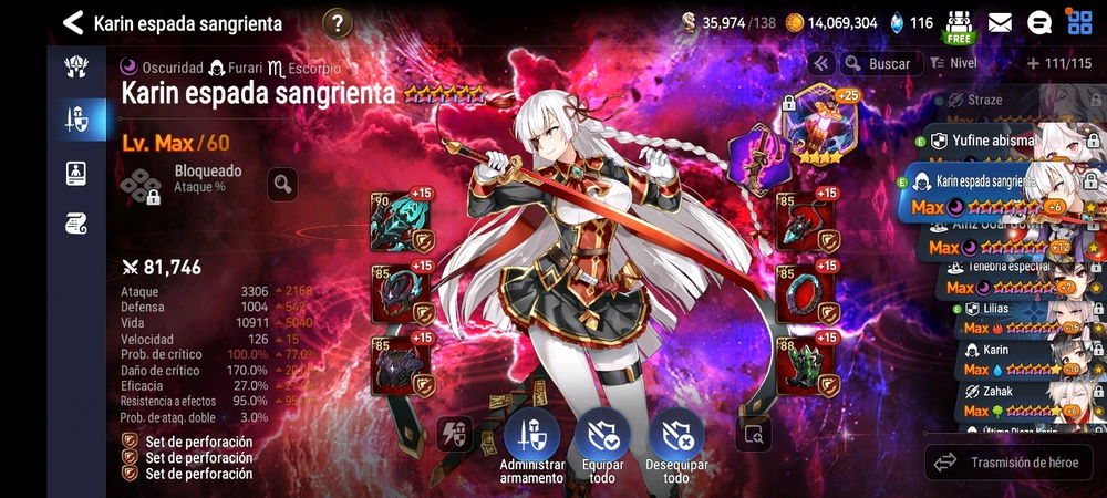 Karin espada sangrienta casi lista