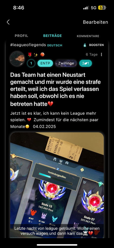 Vor 6 tagen hab ich das gepostet.