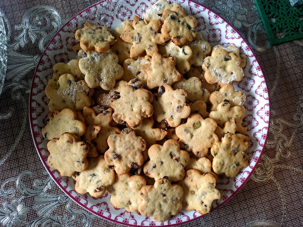 Ciasteczka Maślane z pistacjami i żurawiną
