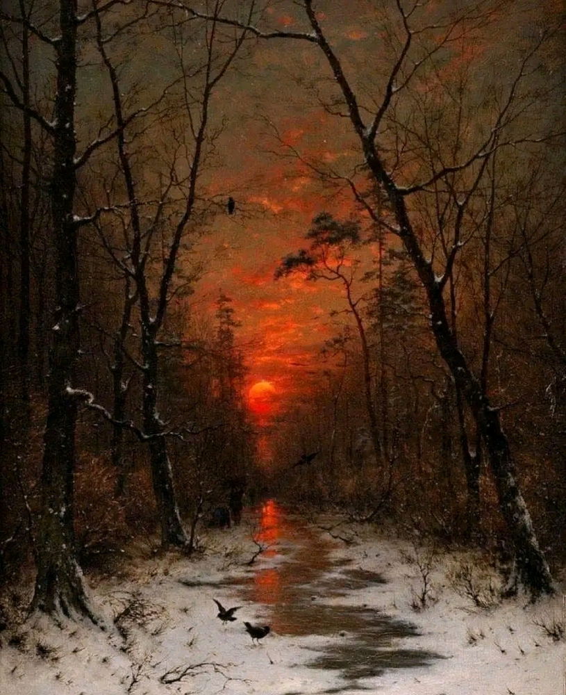Sunset over the Winter Forest by Heinrich Gogarten