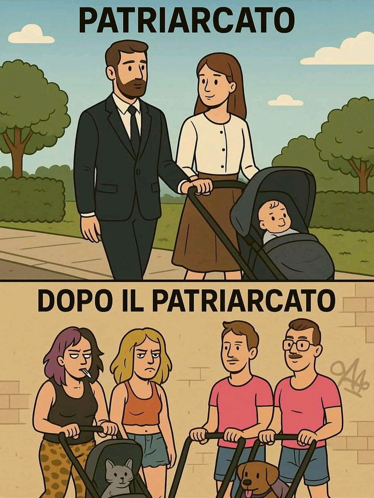 Ma il tizio a destra ha il baffo a metà?