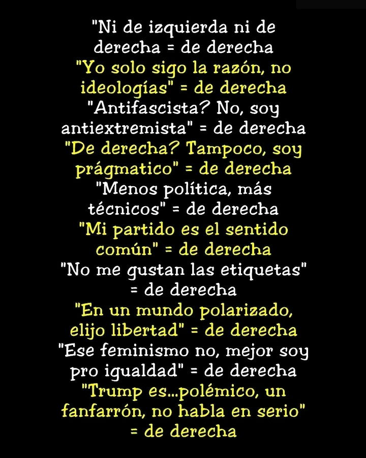 Dime que eres de derecha sin decir que eres de derecha