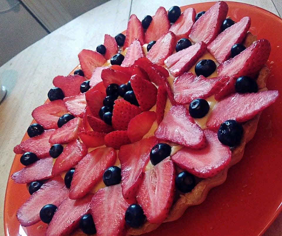Tarte aux fraises, pâte sablée et crème pâtissière maison 💜