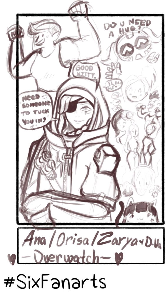 Ana & overwatch girls sketch fan art