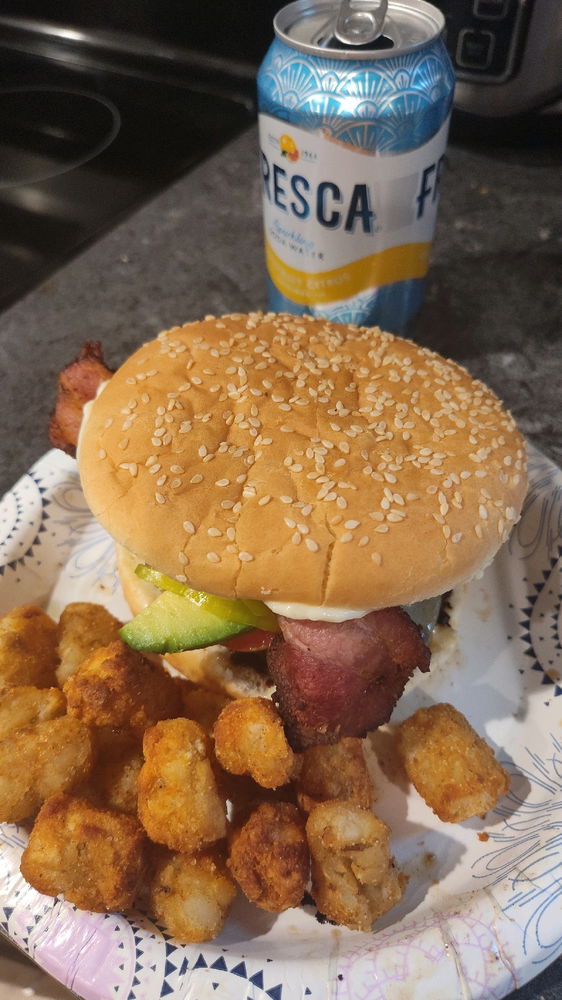 It's a tblt with tater tots. Honestly I love turkey burgers more than regular burgers probably cause I grew up eating lean meats 😂
