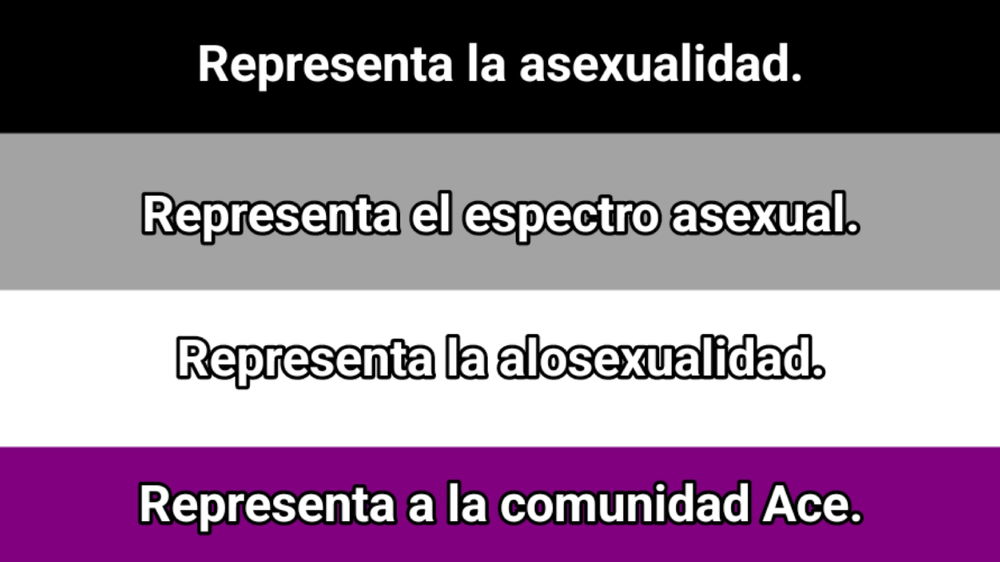 Significado de la bandera asexual 🖤🩶🤍💜.