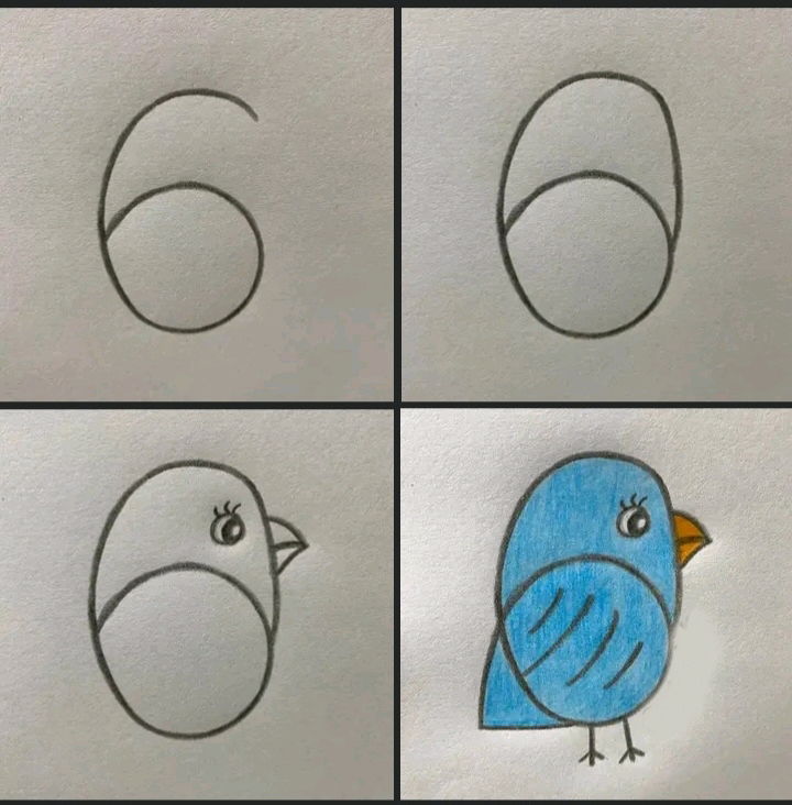 Давайте нарисуем птицу с цифрой 6 🐦