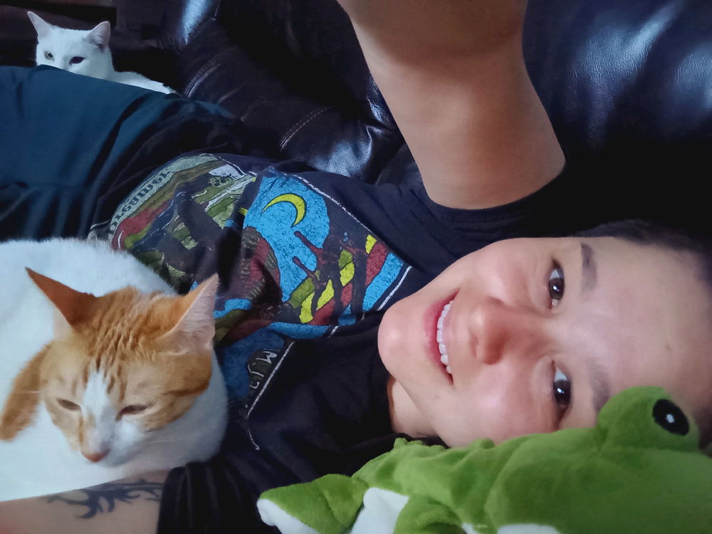Relaxing with my cats