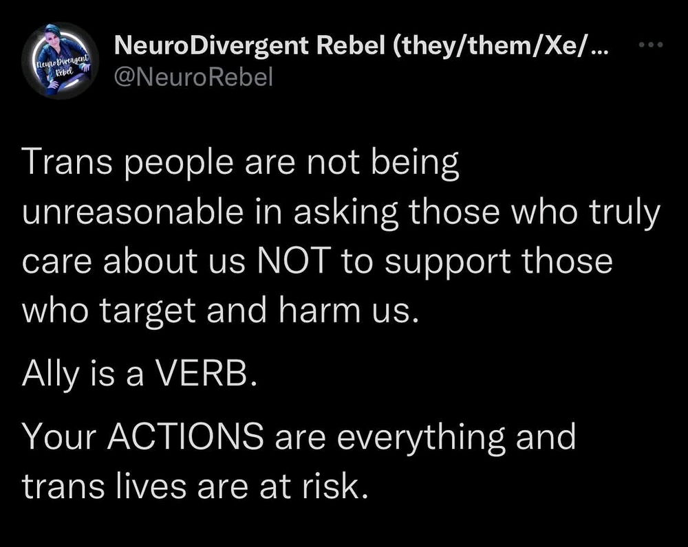 Being an ally is hard, but not NEARLY as hard as being trans.