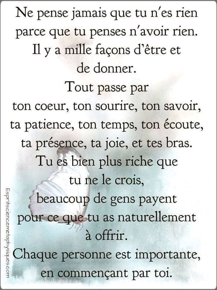 Bonjour, Pensée de ce matin😉