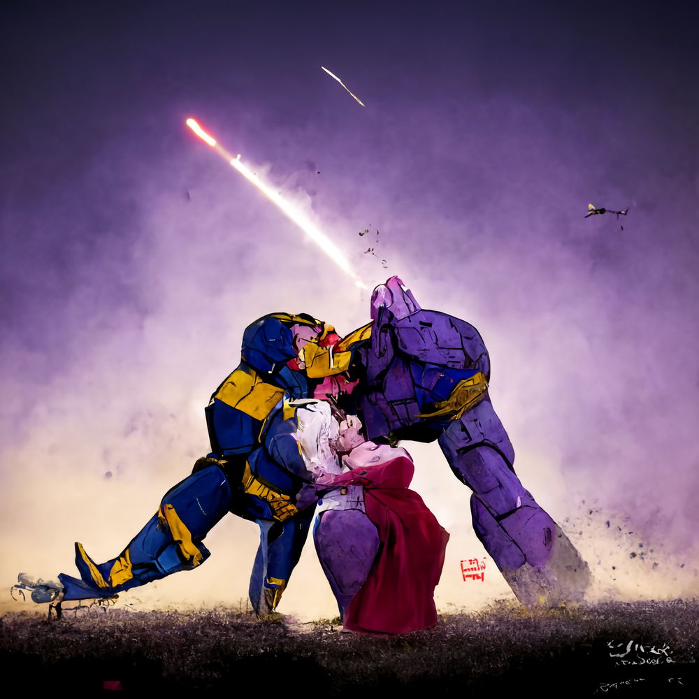 Gundam kills Thanos with a kiss