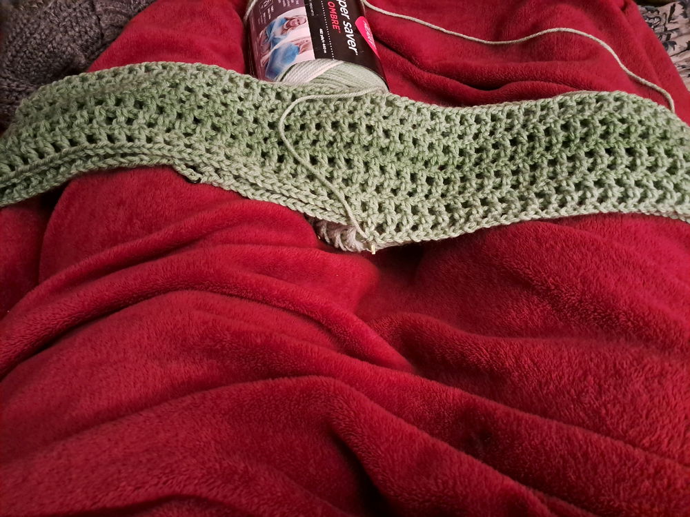Working on a new crochet project.