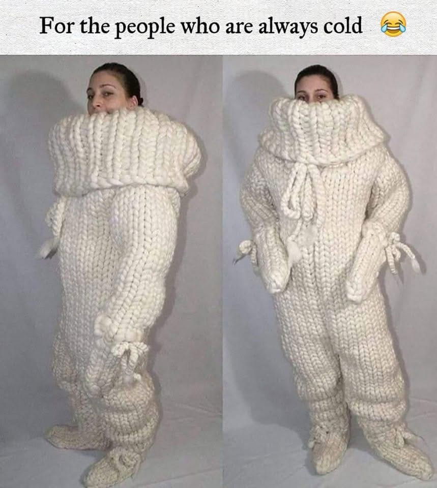 A knitted onesie. 🤣🤣🤣