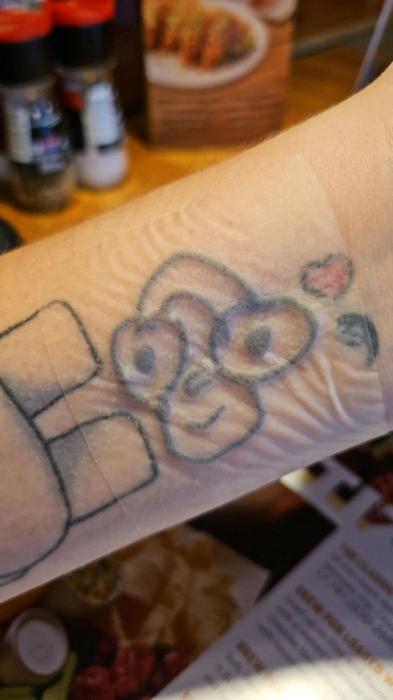 Go this tattoo of this face my friend used to sign everything with.he signed it in my yearbook and in 2012 Hes took his life.