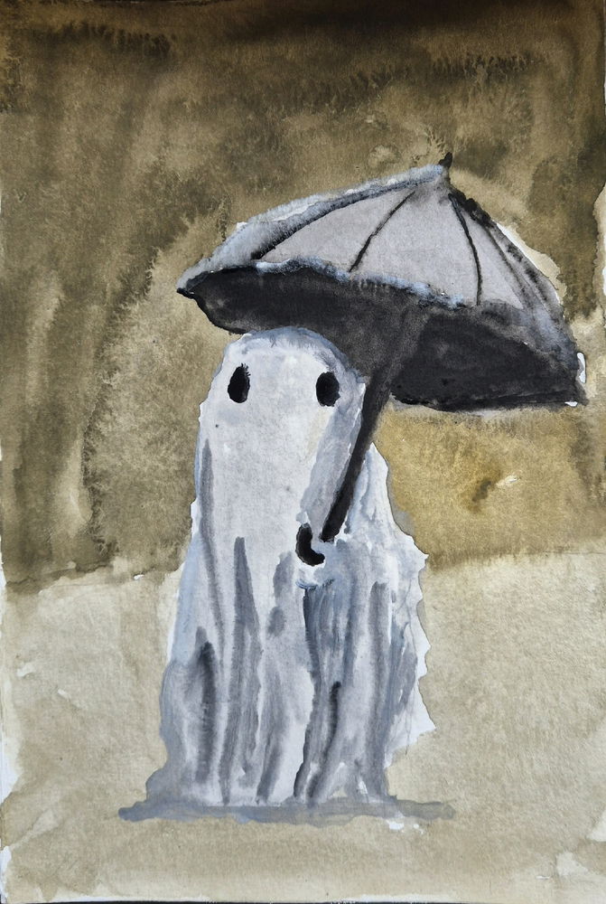 Fantasma com guarda chuva