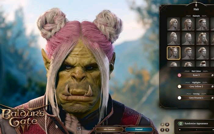Criei uma orc otaku no Baldurs Gate