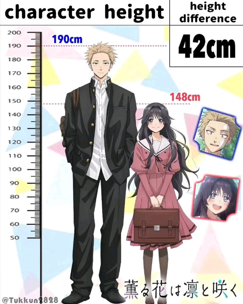 Height differences in romance anime