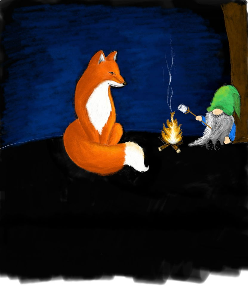 A small fire, a sweet treat, and unexpected friendship 🦊🔥✨