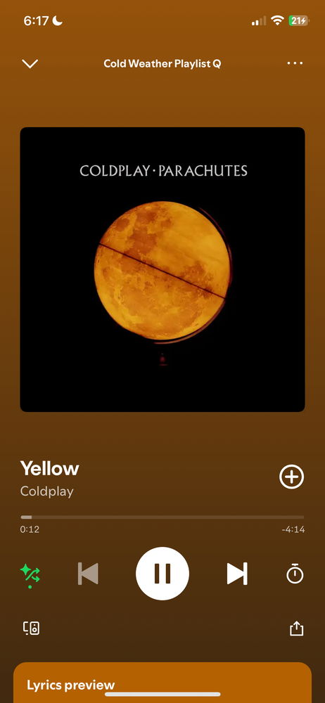 Listening to “Yellow” as the typhoon rages on. Hope you’re all safe out there. 🌧️🎧