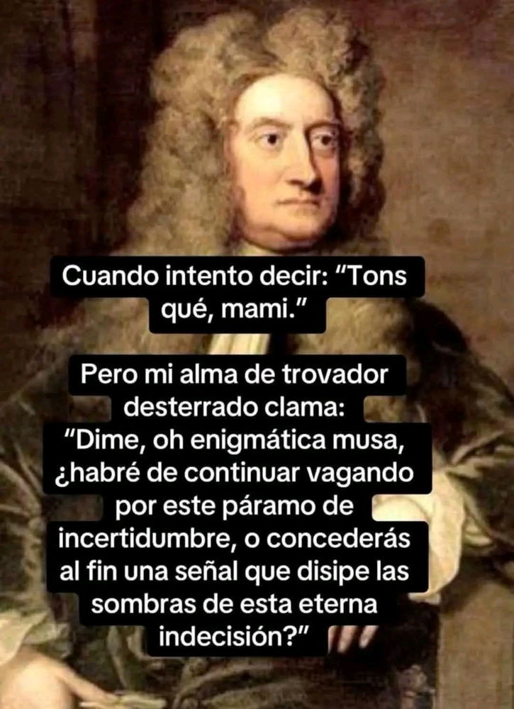Lo más gracioso del meme es la idea de que Newton podría hablar con una mujer