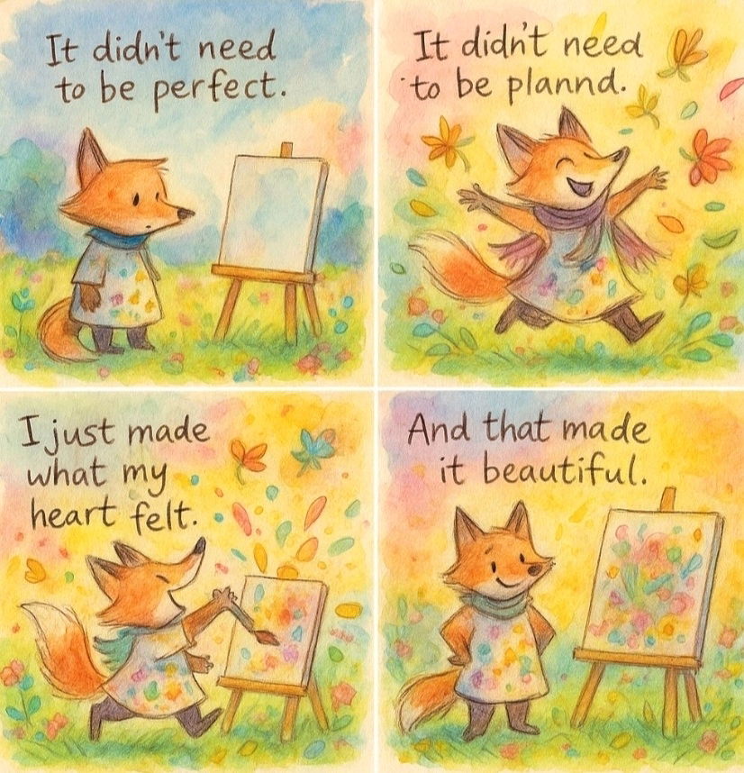 Messy, honest, heartfelt... 🫠🌈🌻
That's what made it magic...🪄✨️

It is same as the way you are... Perfectly imperfect but beautiful and uniquely created! 🥰🌸🫶✨️