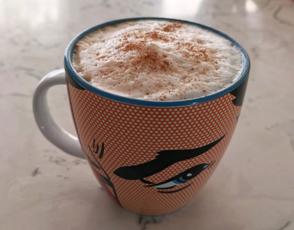 Enjoying a cuppa in my "criminal offensive side eye" mug ☕
