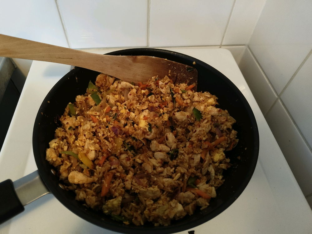 Tried making fried rice and chicken for the first time
