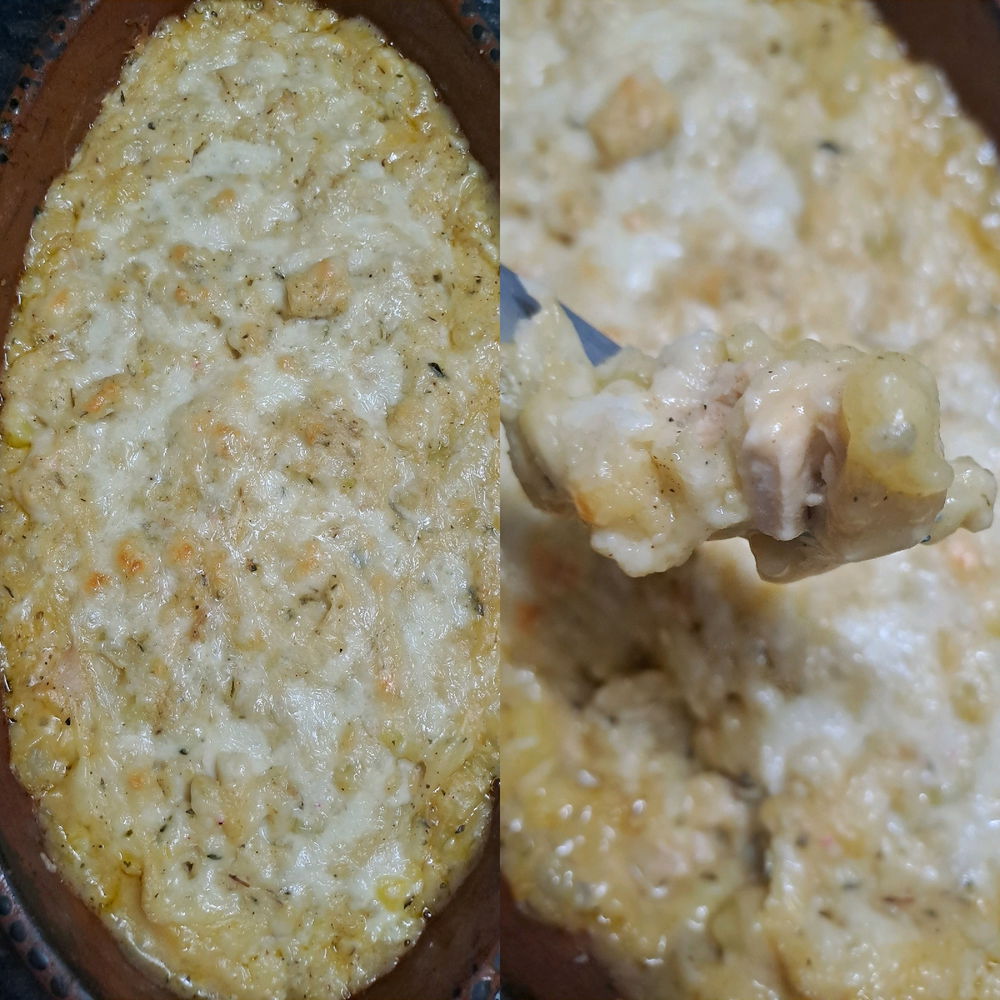 Chicken with cream, I changed cod that was not and was delicious 👨‍🍳 I love cooking, im from Porto Portugal))