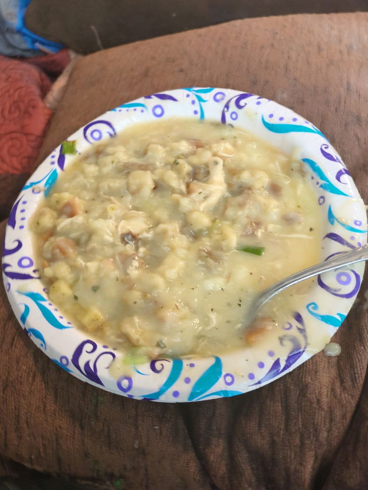 Eating soup out of a plate cuz why not?
