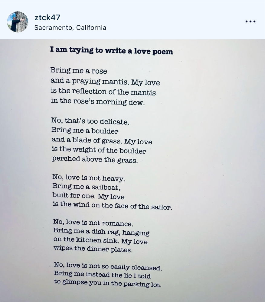 I am trying to write a love poem