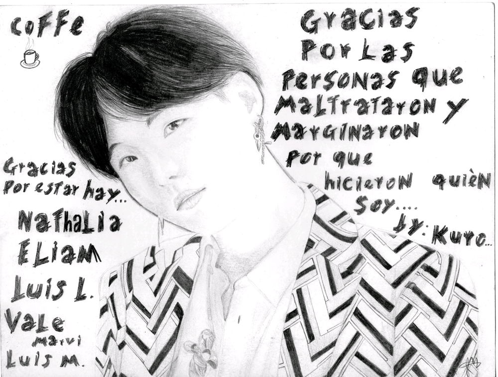 Algunos dibujos que hice de bts, con menciones de amistades