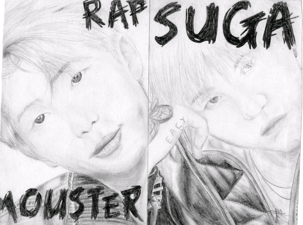 Algunos dibujos que hice de bts, con menciones de amistades