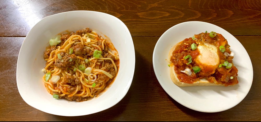 Made some spaghetti and shakshuka