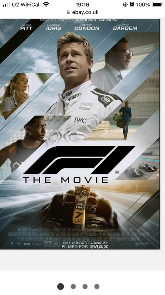 Watched this movie F1 on Saturday afternoon at the VUE printworks Manchester. Amazing movie the drive scenes were spectacular 10/10. 👌🏼
