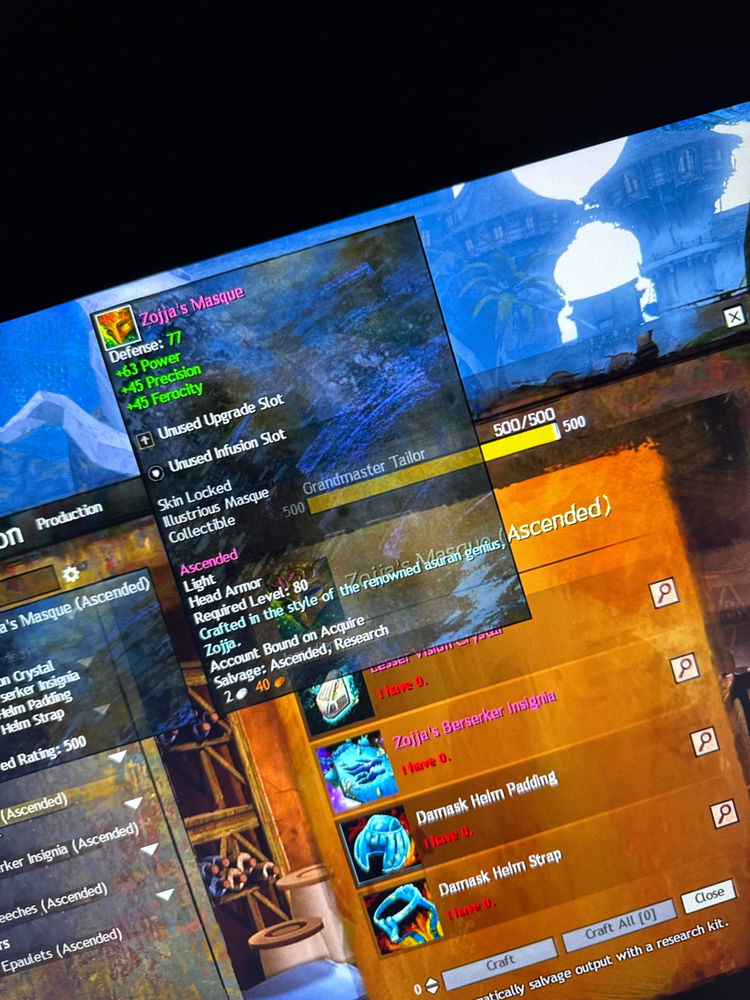 Crafting that little bit cooler helmet GW2