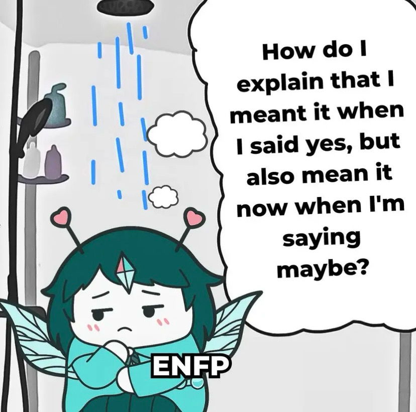 Lmao The 16 MBTI types overthinking. Slide to the left to find yours.