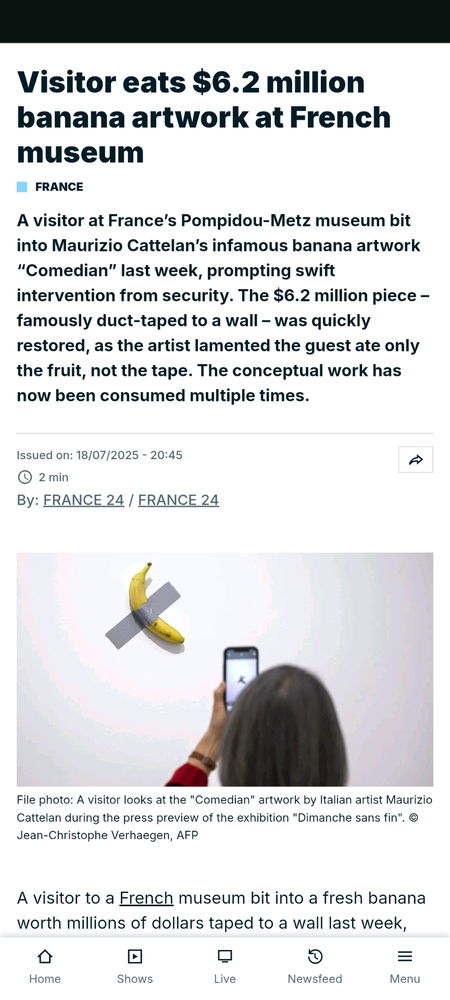 Jak smakuje banan za 6,24 mln dolarów?