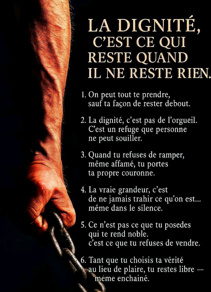La dignité ça on te l'enverra pas