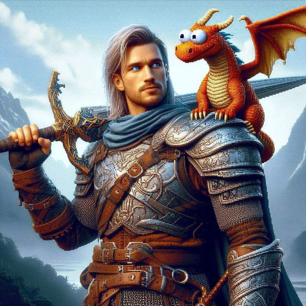 Warrior and his dragon friend (with wiggle eyes 👀)